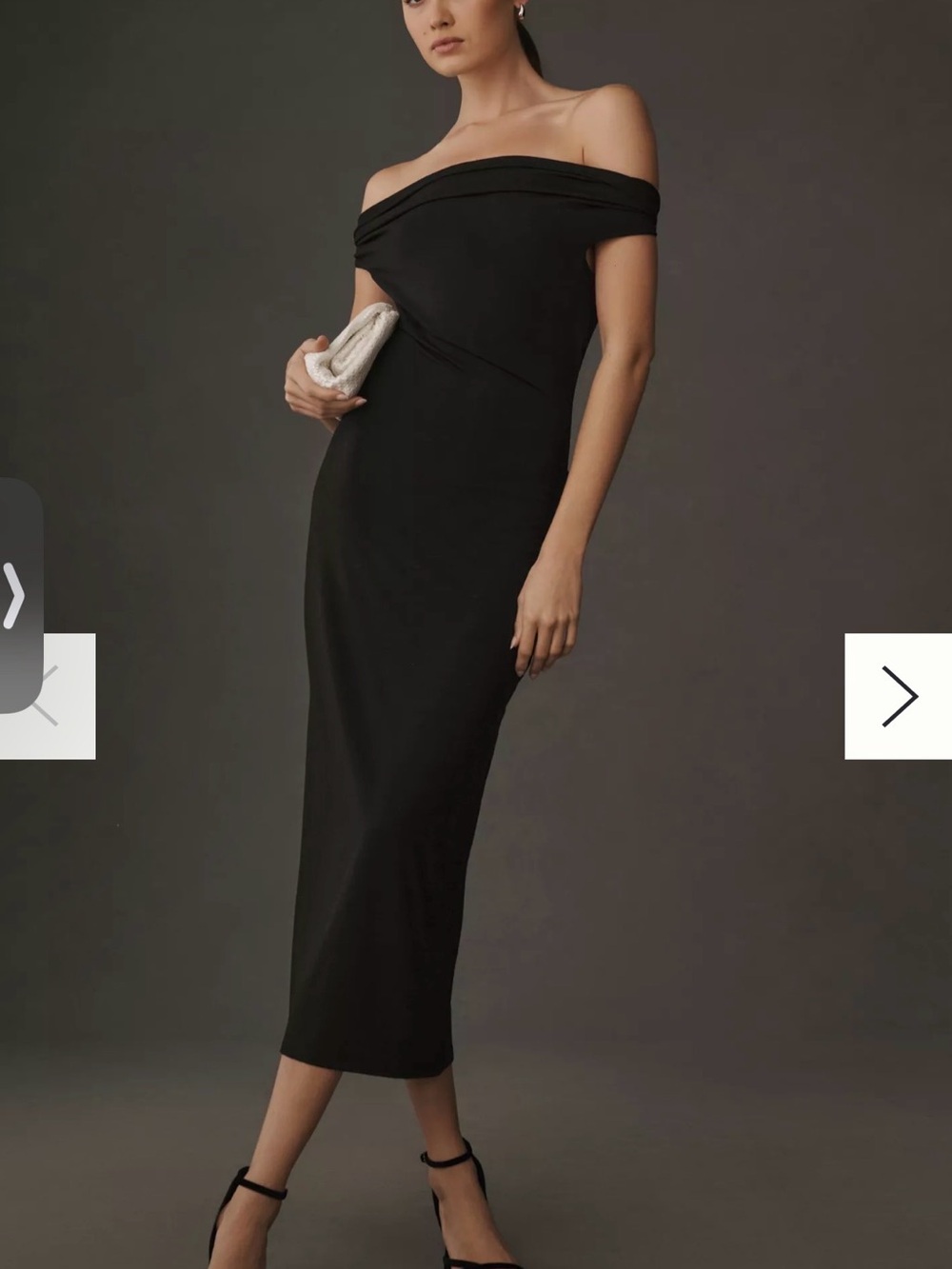 Reformation Jamen Dress Off-Shoulder Black Midi Dress